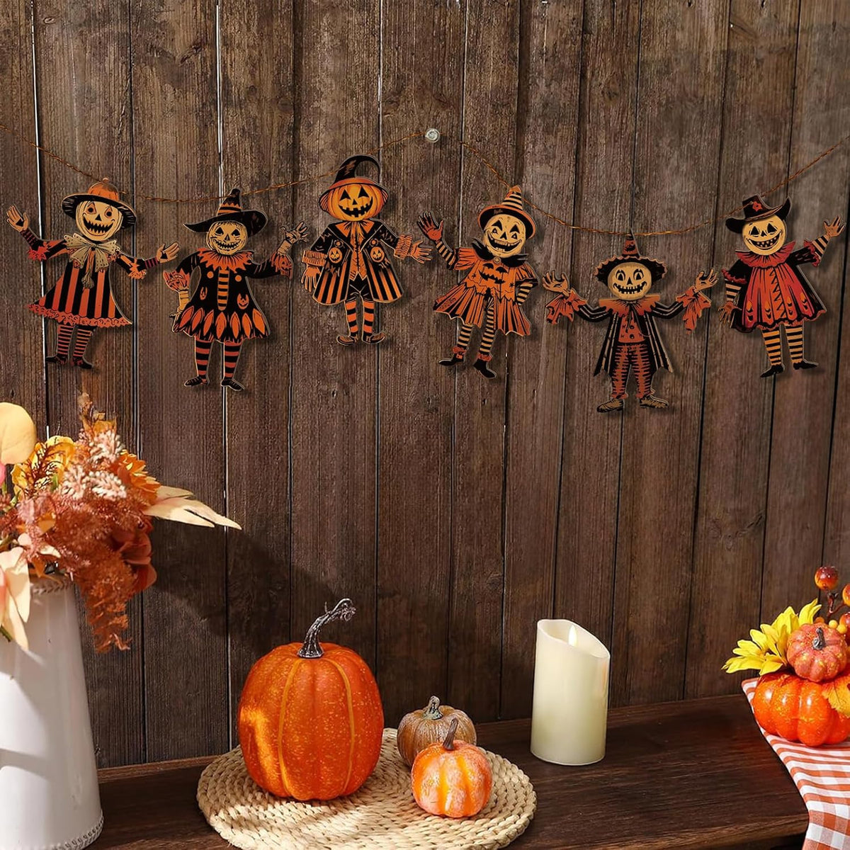 Vintage Wooden Halloween Bunting - 6 Pieces — product gallery 07