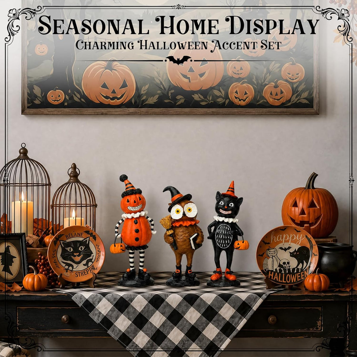 Owl & Pumpkin Resin Figurines - Set of 3 — product gallery 06