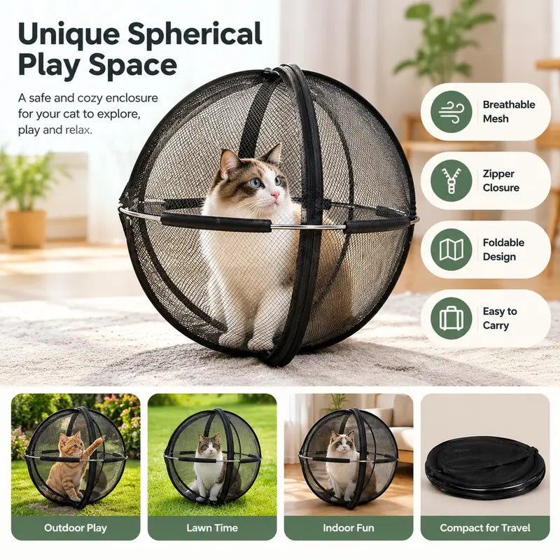 🔥LAST DAY Save 50%🔥Portable Outdoor Cat Enclosure Mesh Ball Cat Cage