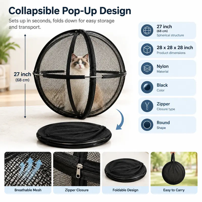 🔥LAST DAY Save 50%🔥Portable Outdoor Cat Enclosure Mesh Ball Cat Cage