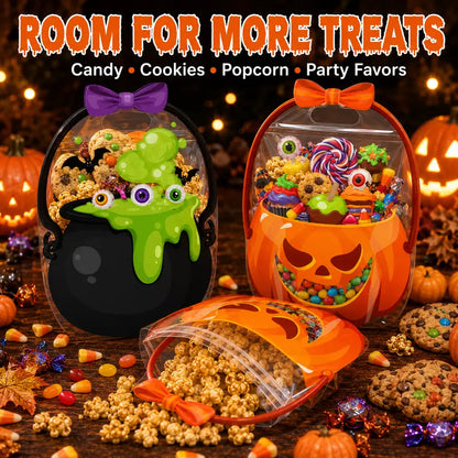 🔥LAST DAY Save 50%🔥Halloween Treat Bags with Handles– Pumpkin & Witch’s Cauldron Goodie Bags