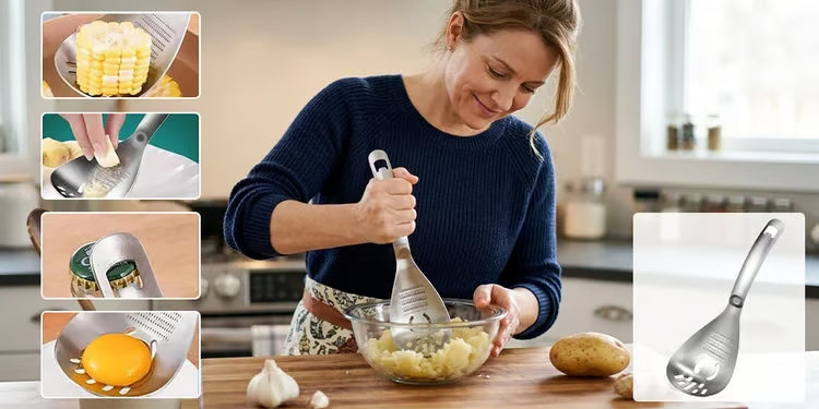 Home cook preparing food with the kitchen utensil
