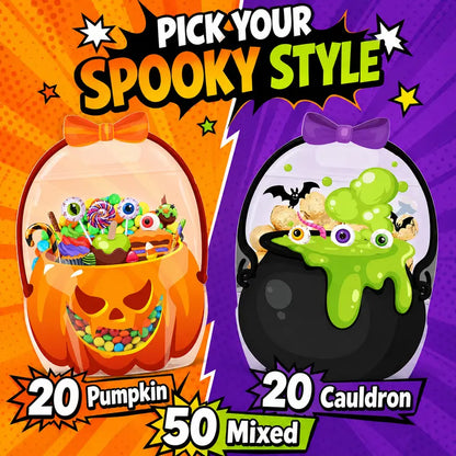 🔥LAST DAY Save 50%🔥Halloween Treat Bags with Handles– Pumpkin & Witch’s Cauldron Goodie Bags