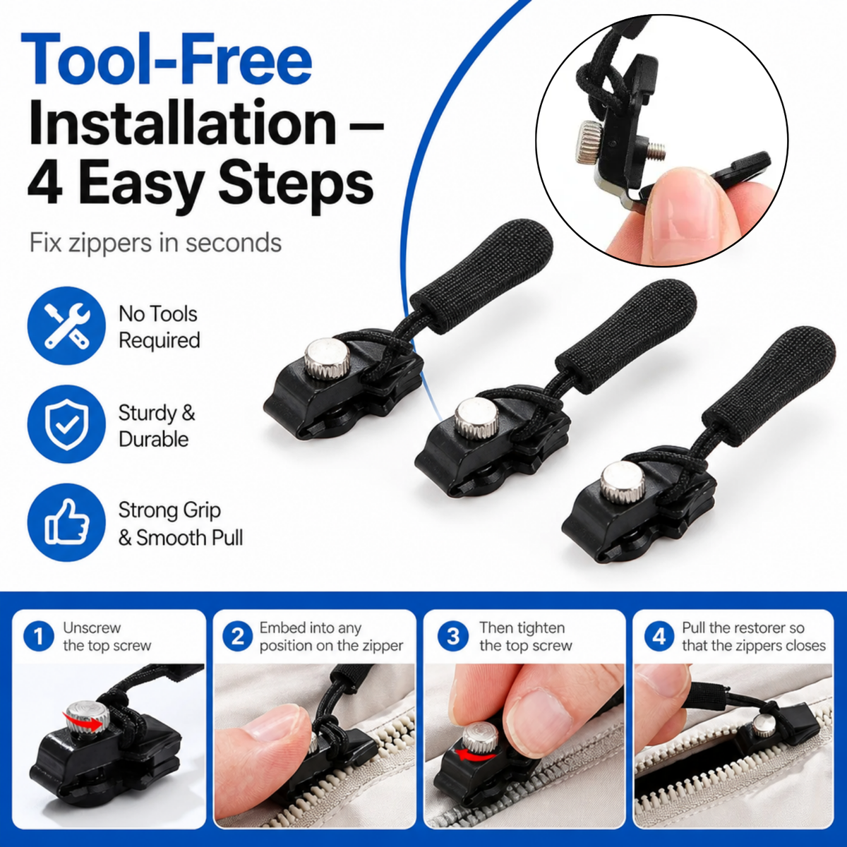 🔥LAST DAY Buy 1 Get 1 Free🔥Zipper Repairer-Home Tool-Free Replacement Zipper Locks