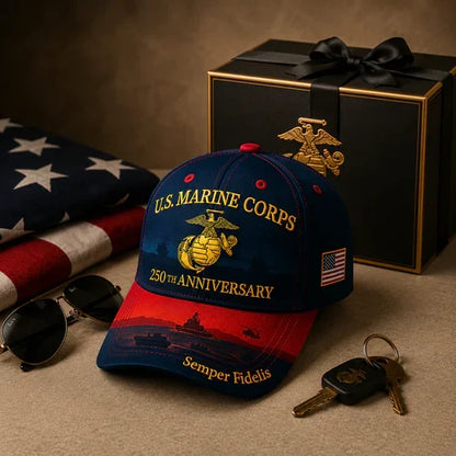 🔥 Father’s Day Sale - ❤️ Handmade Embroidered Devil Dog USMC 250th Birthday Commemorative Cap 🇺🇸