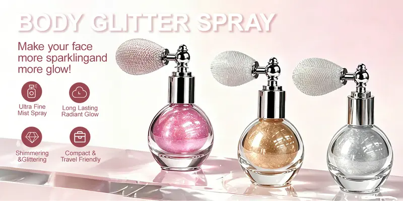 Three colors of vintage body glitter atomizer
