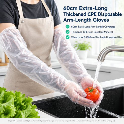 💥Buy 1, Get 1 Free 🧤10 pairs of disposable long-arm gloves with elastic cuffs, suitable for household cleaning