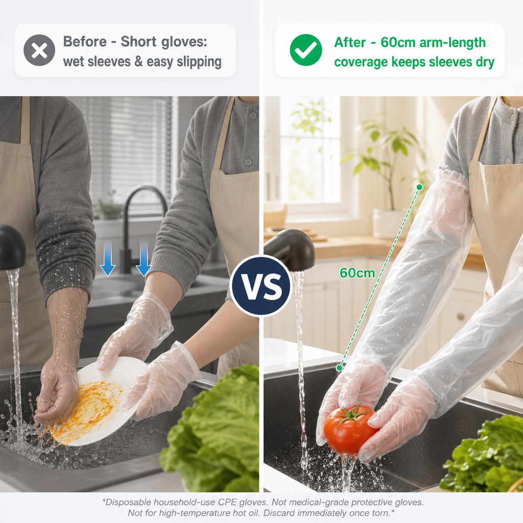 💥Buy 1, Get 1 Free 🧤10 pairs of disposable long-arm gloves with elastic cuffs, suitable for household cleaning