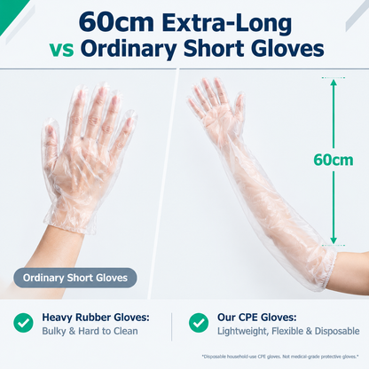 💥Buy 1, Get 1 Free 🧤10 pairs of disposable long-arm gloves with elastic cuffs, suitable for household cleaning