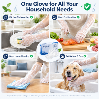 💥Buy 1, Get 1 Free 🧤10 pairs of disposable long-arm gloves with elastic cuffs, suitable for household cleaning