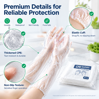 💥Buy 1, Get 1 Free 🧤10 pairs of disposable long-arm gloves with elastic cuffs, suitable for household cleaning