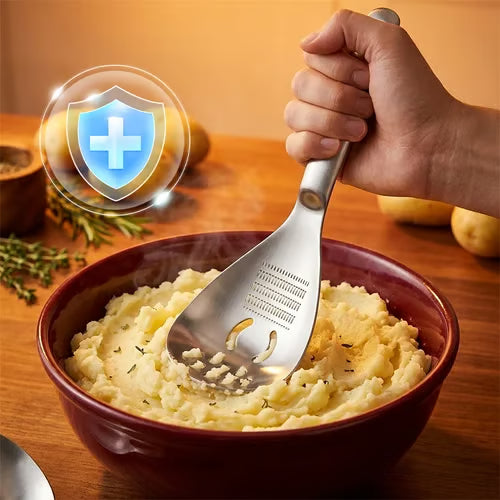 Multi-purpose kitchen spoon mashing potatoes