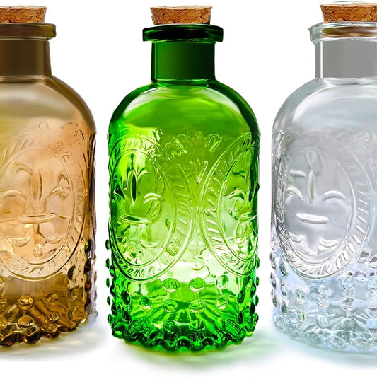 Embossed Glass Apothecary Bottles - Set of 3 — main product image