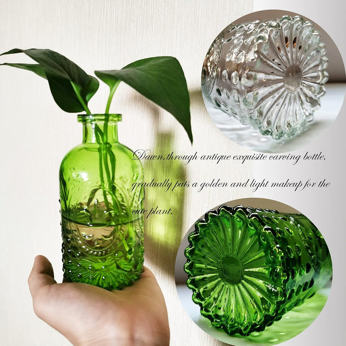 Embossed Glass Apothecary Bottles - Set of 3 — product gallery 06