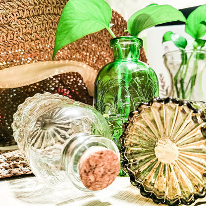 Embossed Glass Apothecary Bottles - Set of 3 — product gallery 07