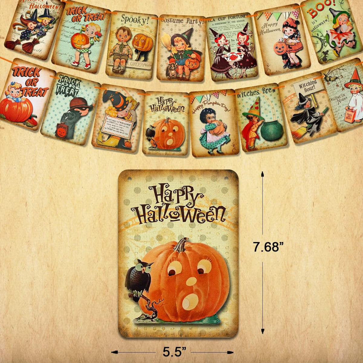 Vintage Halloween Paper Banner - 15 Flags — product gallery 03