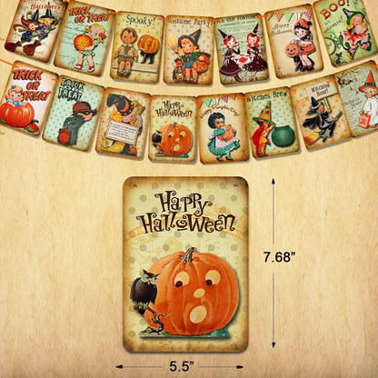 Vintage Halloween Paper Banner - 15 Flags — product gallery 03