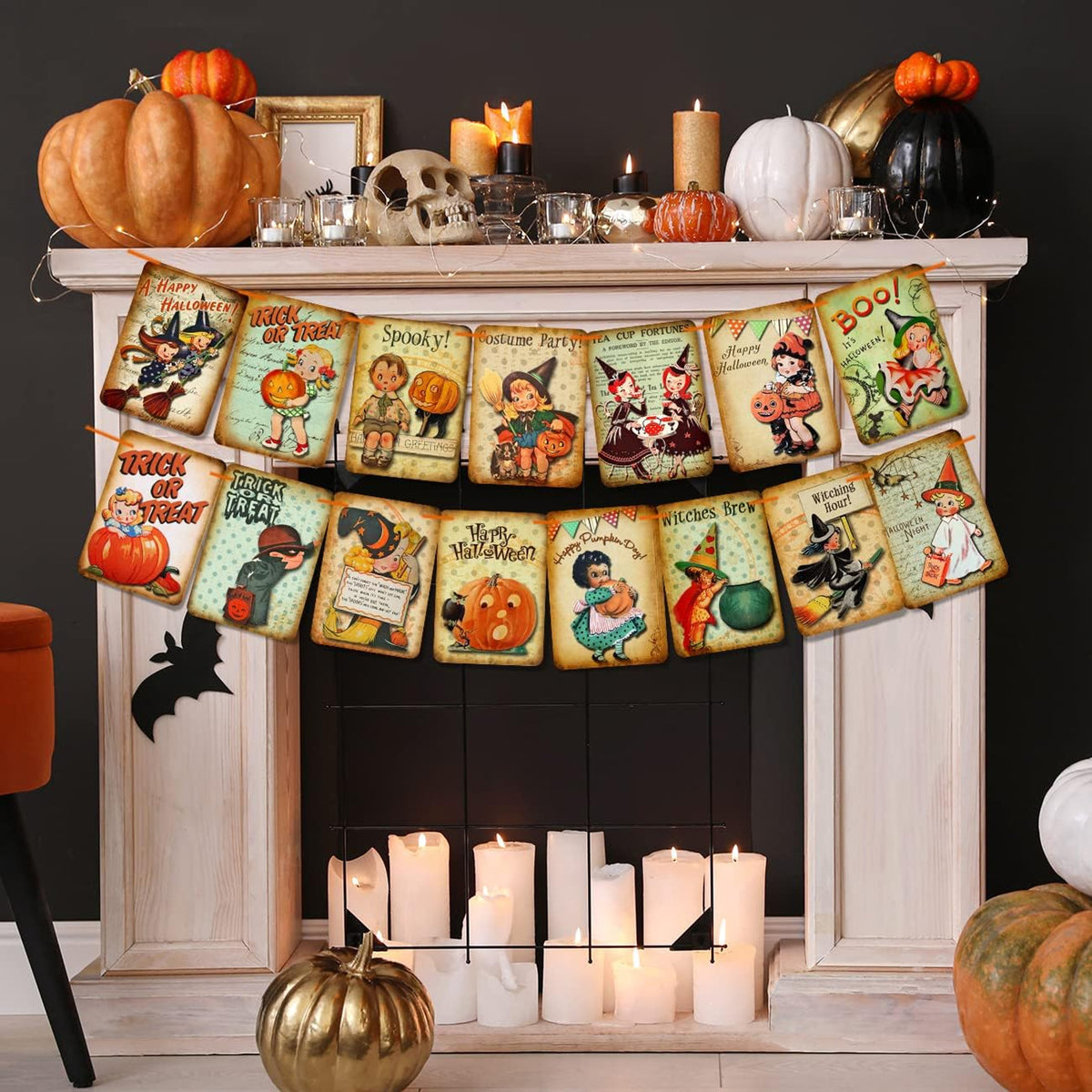 Vintage Halloween Paper Banner - 15 Flags — product gallery 04