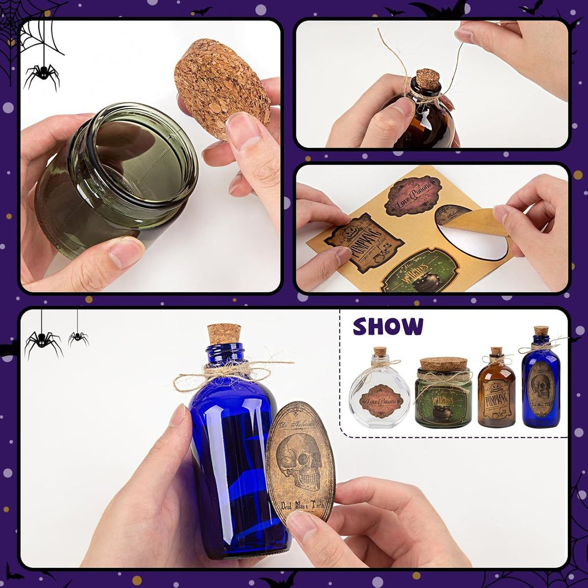 Halloween Glass Potion Bottles - Set of 4 — product gallery 04