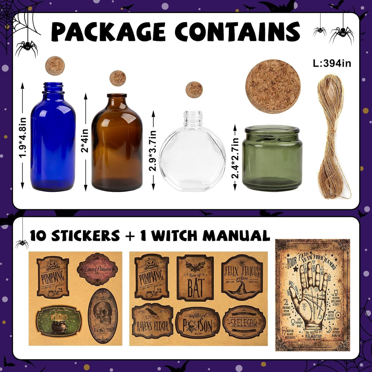 Halloween Glass Potion Bottles - Set of 4 — product gallery 05