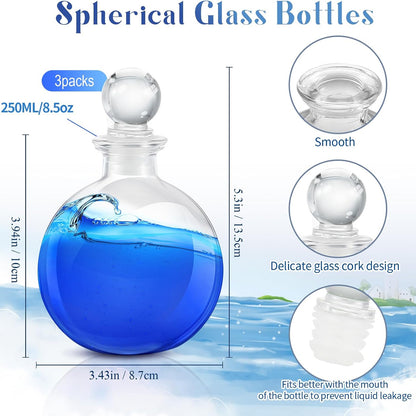 Round Glass Bottles with Corks - Set of 3 — product gallery 02