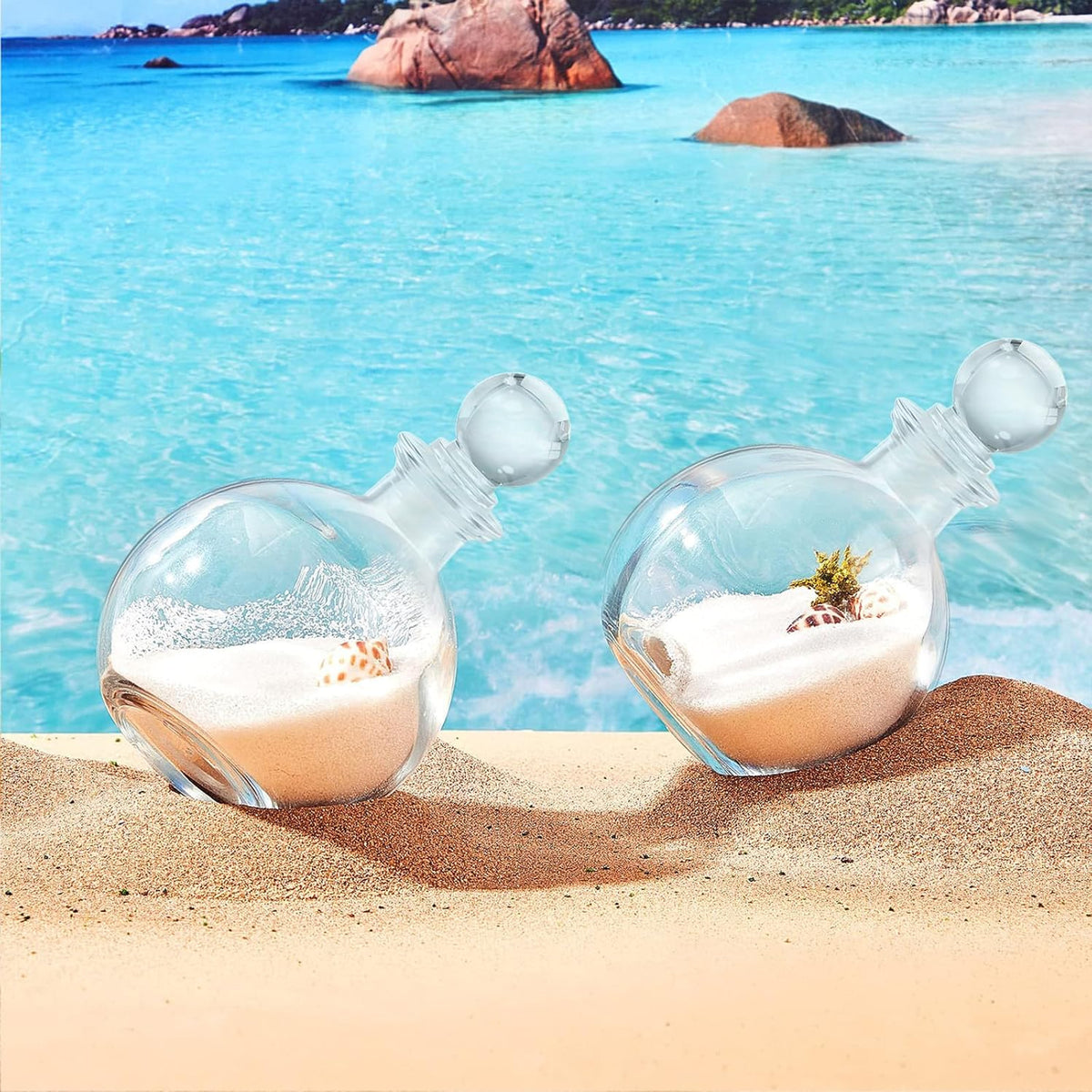 Round Glass Bottles with Corks - Set of 3 — product gallery 04