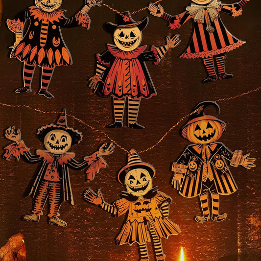 Vintage Wooden Halloween Bunting - 6 Pieces — main product image