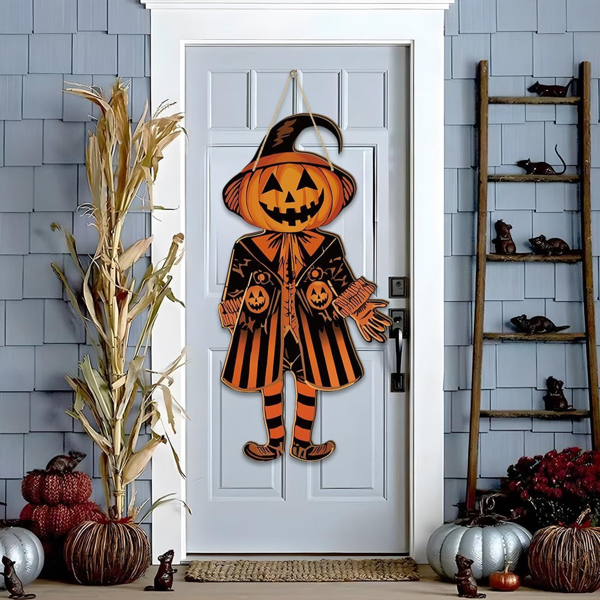Vintage Wooden Halloween Door Sign — main product image