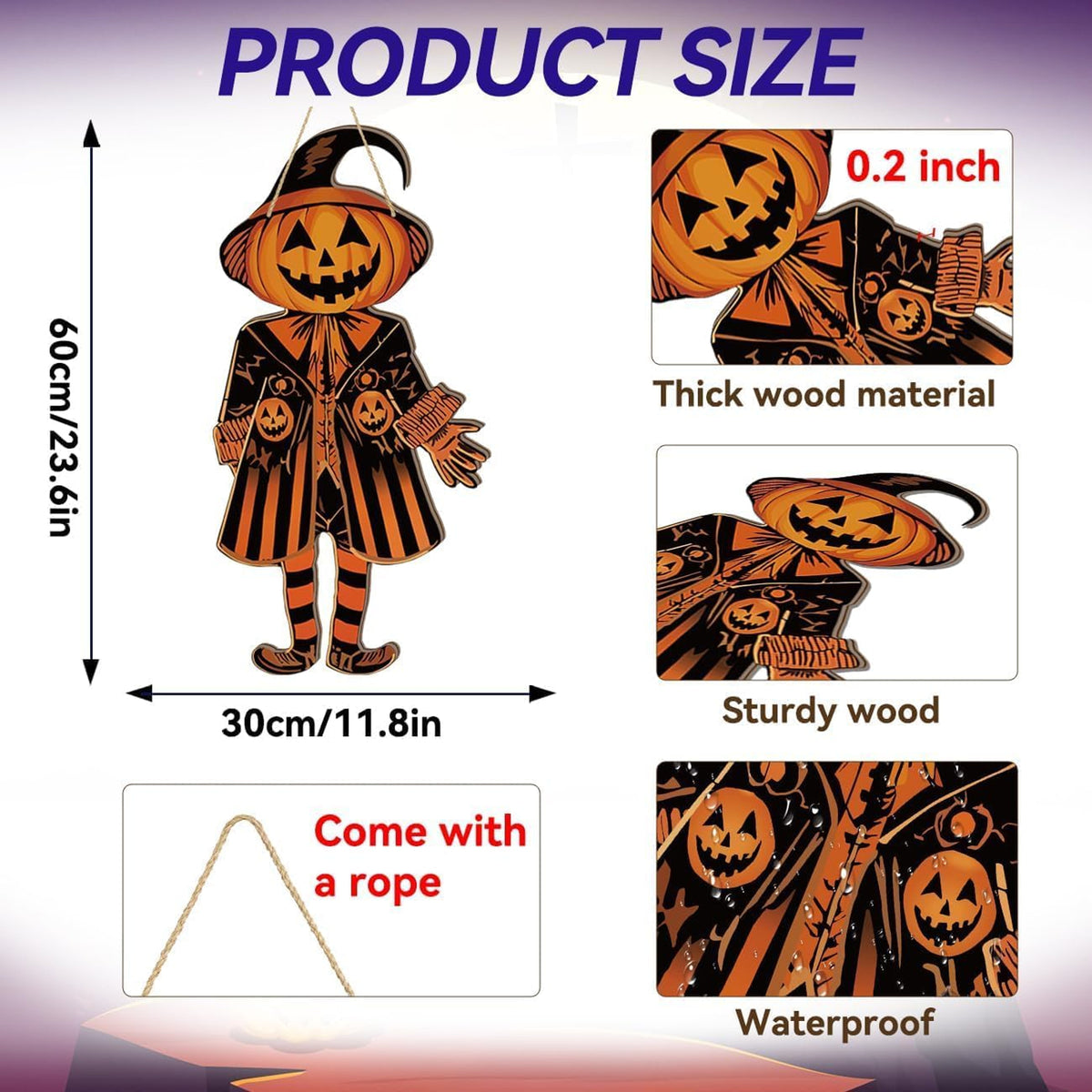 Vintage Wooden Halloween Door Sign — product gallery 02