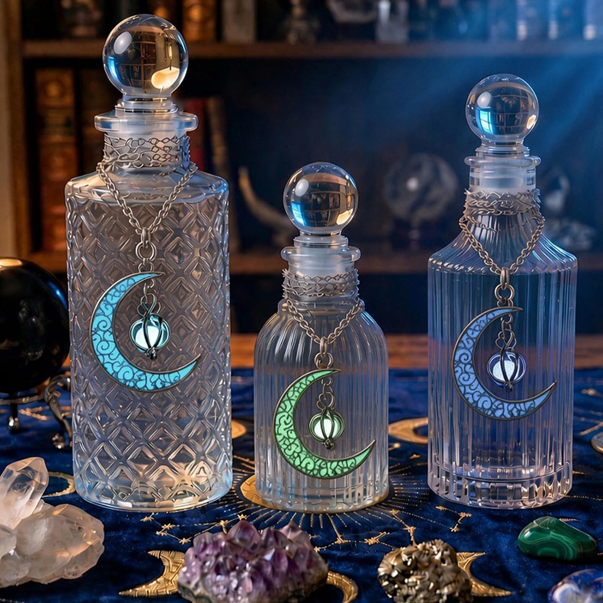 Moon Charm Glass Bottles - Set of 3 — main product image