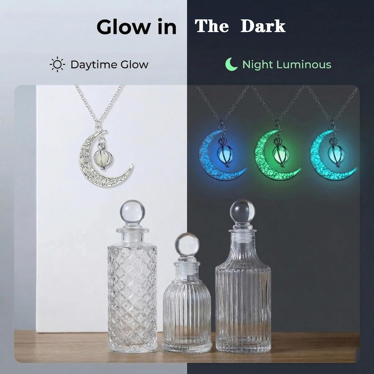 Moon Charm Glass Bottles - Set of 3 — product gallery 02