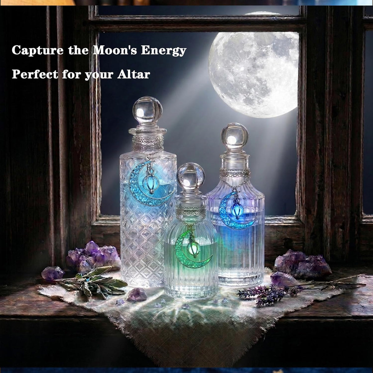 Moon Charm Glass Bottles - Set of 3 — product gallery 03