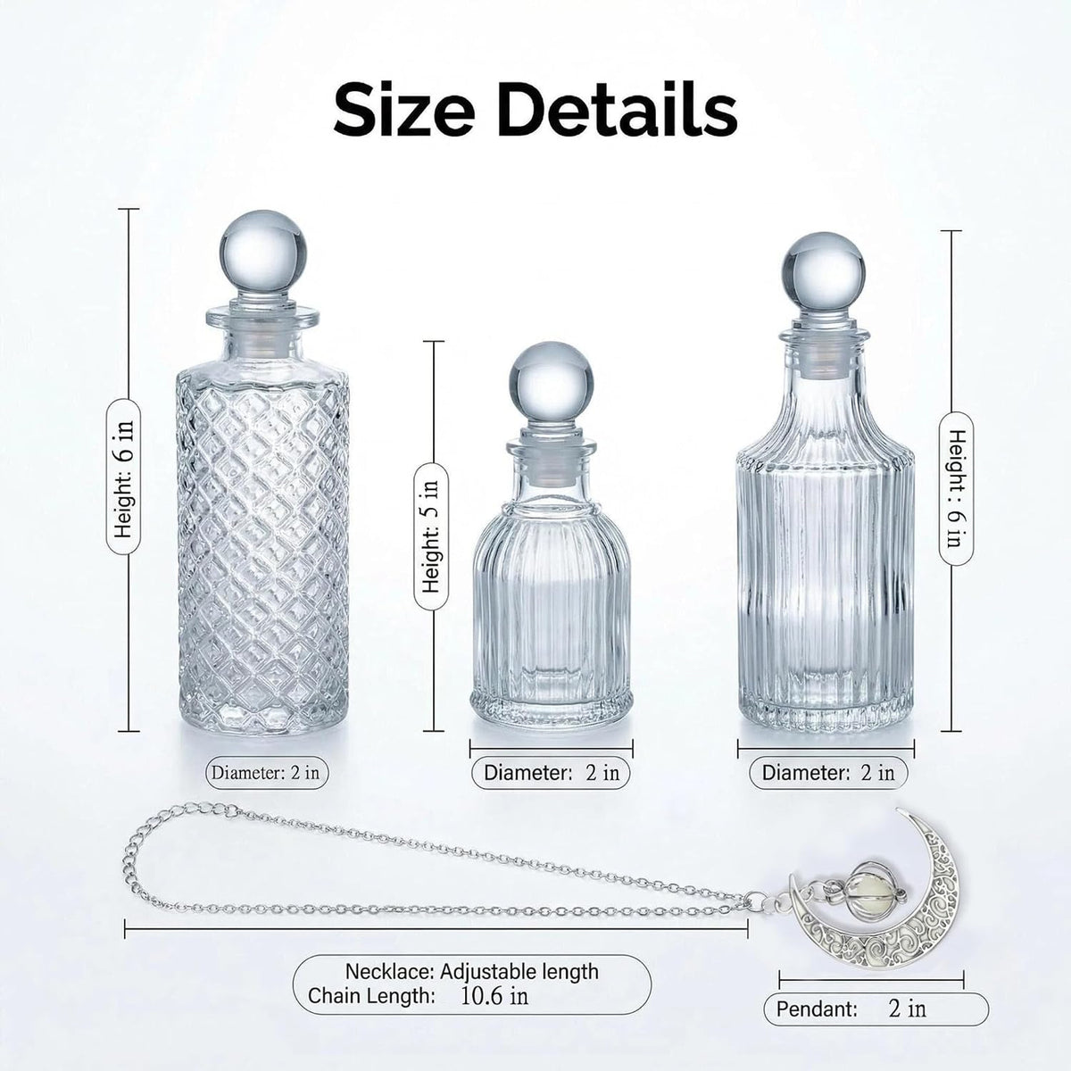 Moon Charm Glass Bottles - Set of 3 — product gallery 04