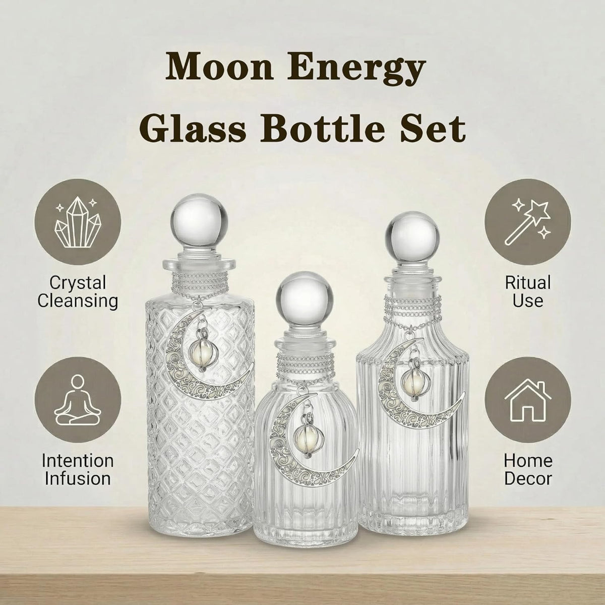Moon Charm Glass Bottles - Set of 3 — product gallery 05