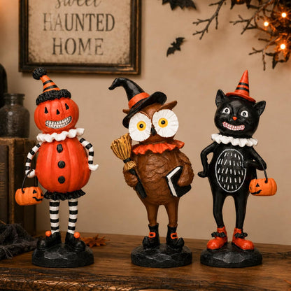 Owl & Pumpkin Resin Figurines - Set of 3 — main product image
