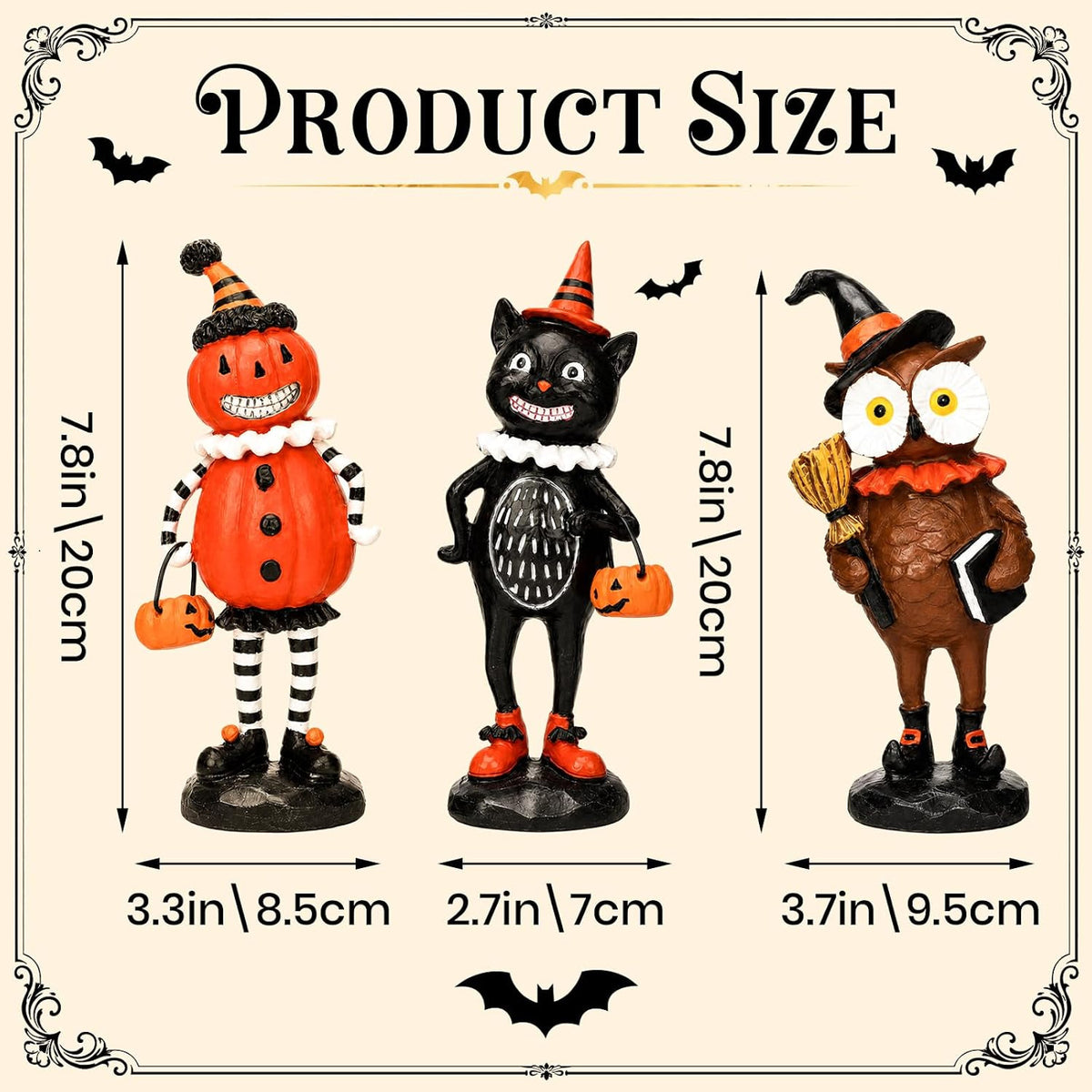 Owl & Pumpkin Resin Figurines - Set of 3 — product gallery 02