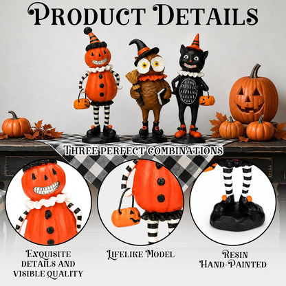 Owl & Pumpkin Resin Figurines - Set of 3 — product gallery 03