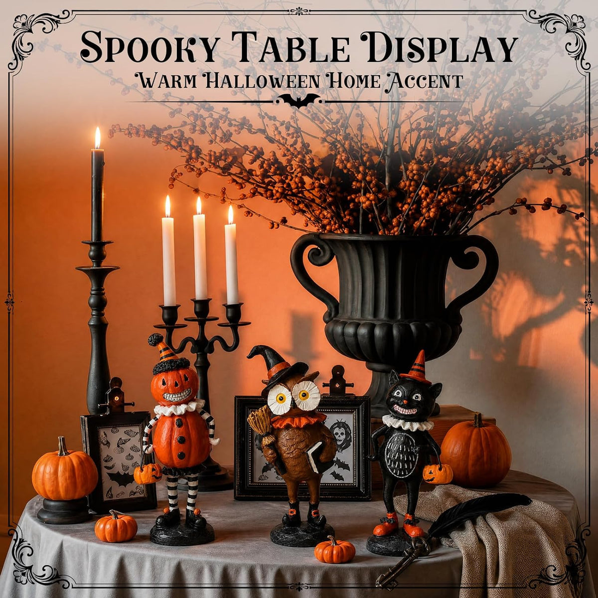 Owl & Pumpkin Resin Figurines - Set of 3 — product gallery 05