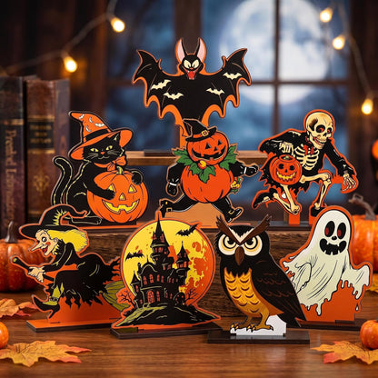Vintage Wooden Halloween Signs - Set of 8 — main product image