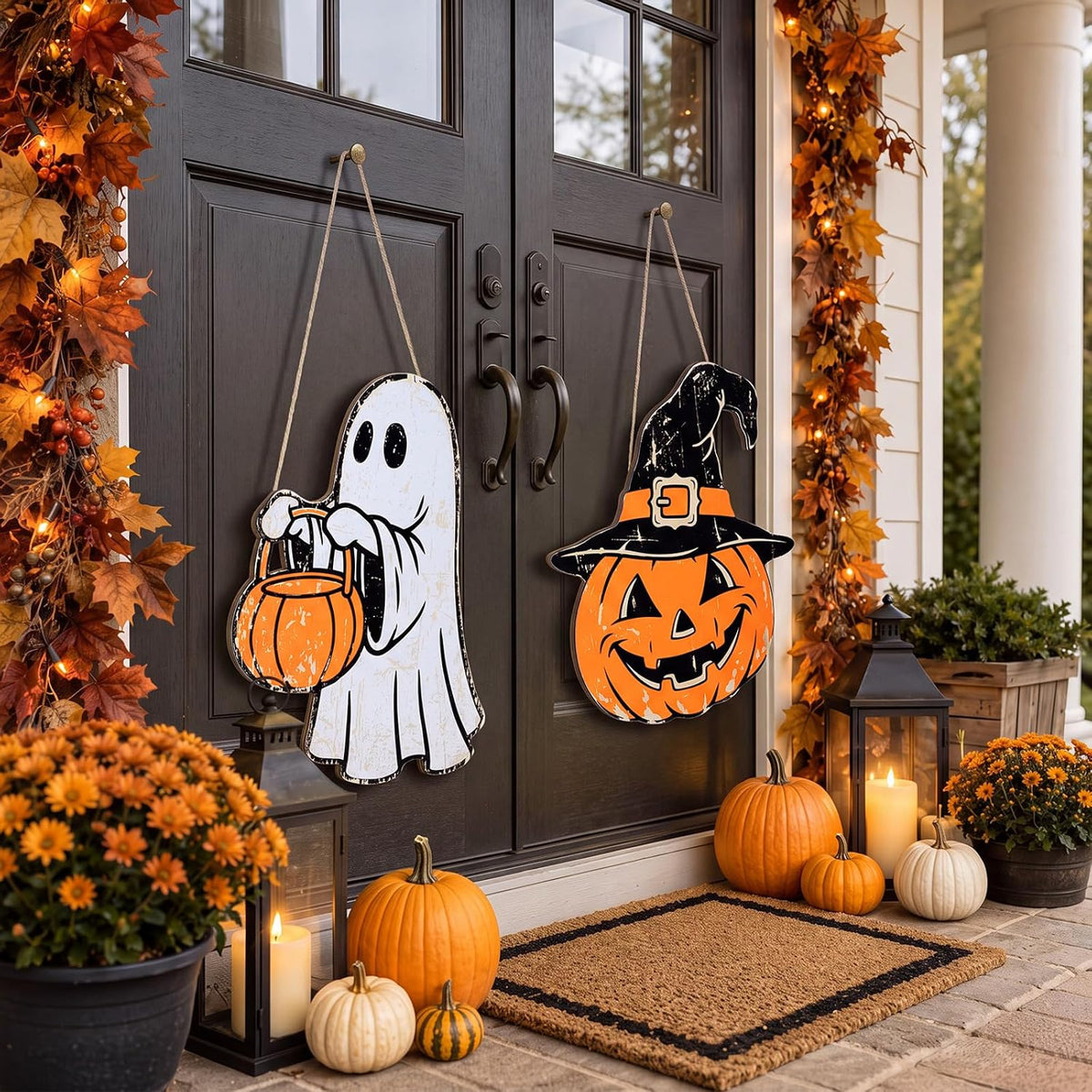 Pumpkin & Ghost Wooden Door Signs - Set of 2 — product gallery 03