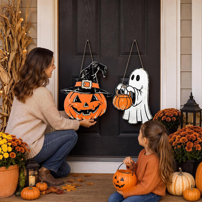 Pumpkin & Ghost Wooden Door Signs - Set of 2 — product gallery 04