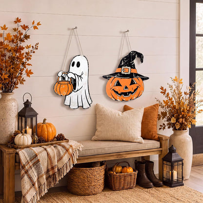 Pumpkin & Ghost Wooden Door Signs - Set of 2 — product gallery 06