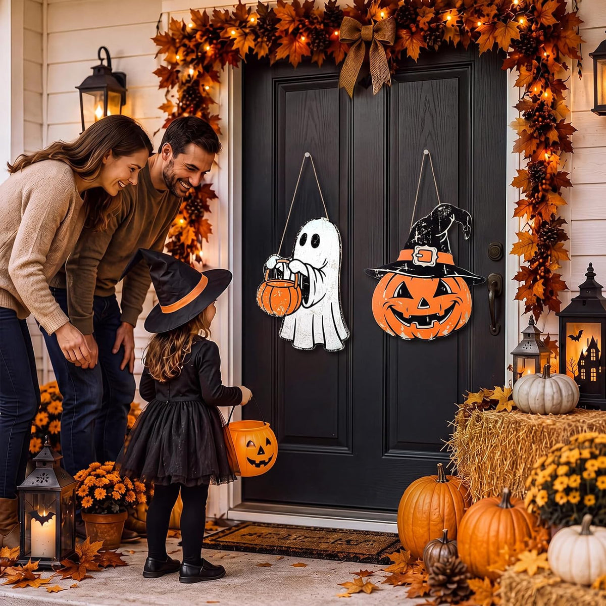 Pumpkin & Ghost Wooden Door Signs - Set of 2 — product gallery 07
