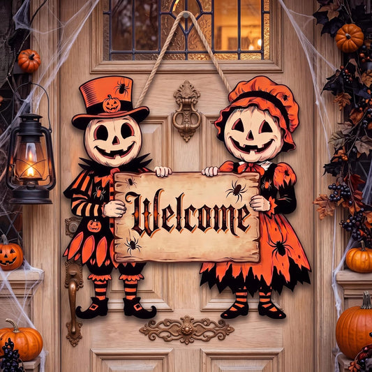 Vintage Halloween Welcome Sign — main product image