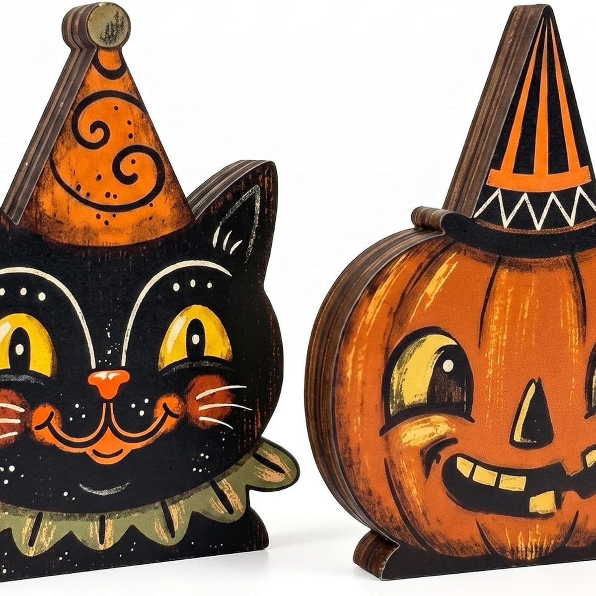 Wooden Cat & Pumpkin Decor - Set of 2 — main product image
