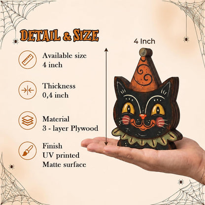 Wooden Cat & Pumpkin Decor - Set of 2 — product gallery 02