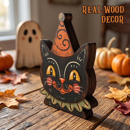 Wooden Cat & Pumpkin Decor - Set of 2 — product gallery 03