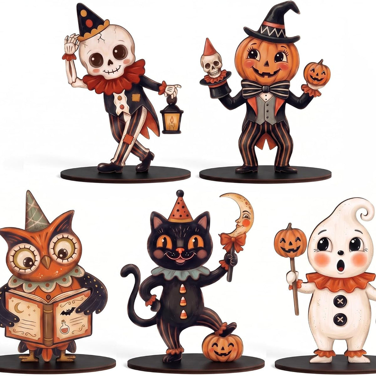 Wooden Cat & Pumpkin Decor - Set of 2 — Set of 5 signs option