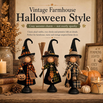 Rustic Halloween Witch Figurines - Set of 3 — product gallery 03