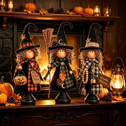 Rustic Halloween Witch Figurines - Set of 3 — main product image